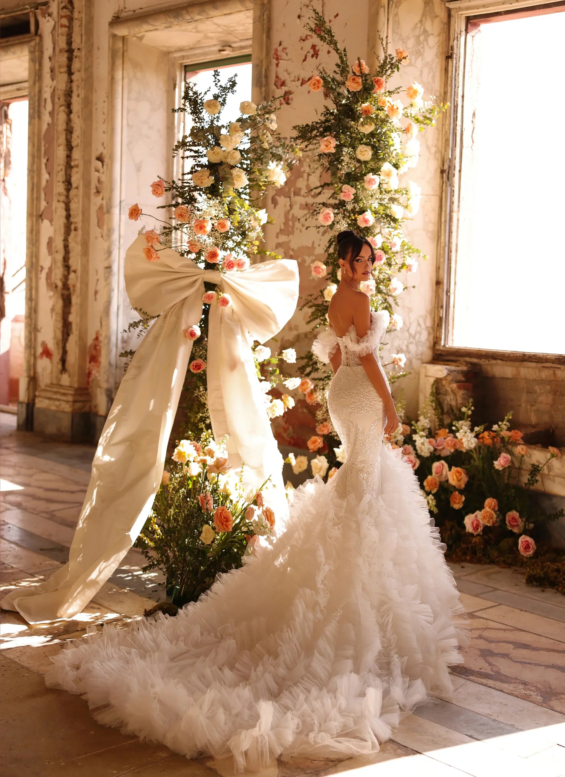 Luxury Mermaid Wedding Dress Sweetheart Neck Off Shoulder Sleeveless Bridal Gowns Sequins Ruffles Sweep Train Dresses Custom Made vestidos de novia