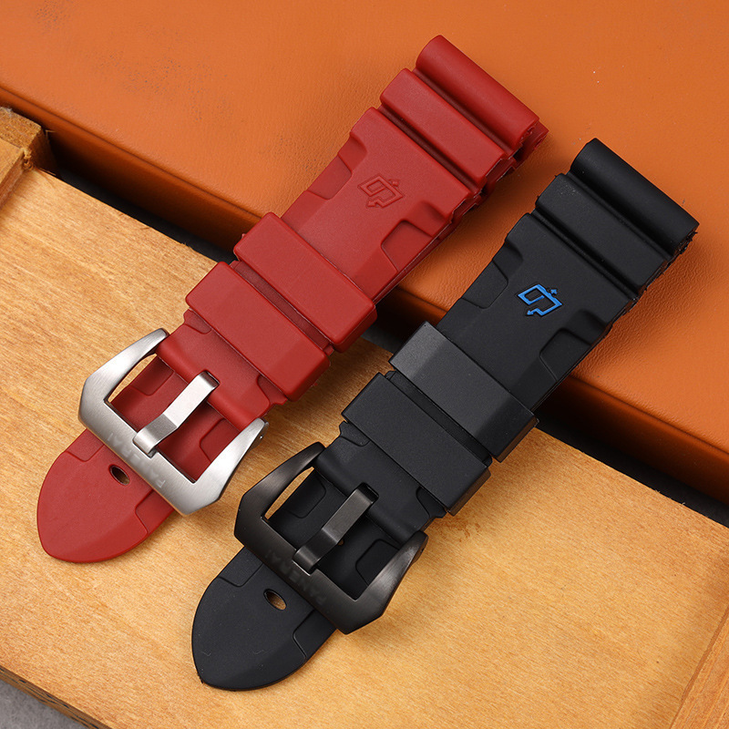 Top quality 24mm 26mm Nature silicone rubber strap For Panerai strap watch band Waterproof watchband free tools 220412