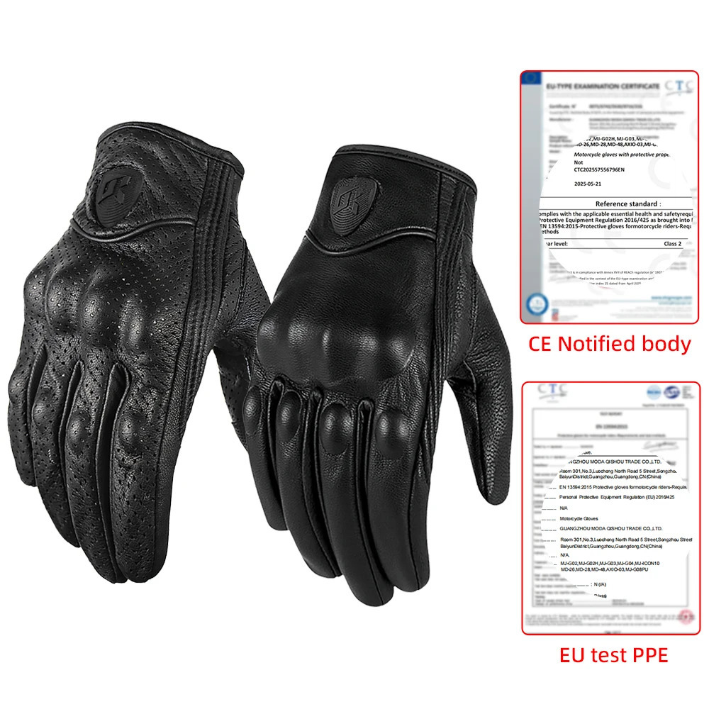 Retro Leather Motocycle Gloves Comfortable Motorbike Guantes WearResistant Motocross Full Finger Protection Moto 251013