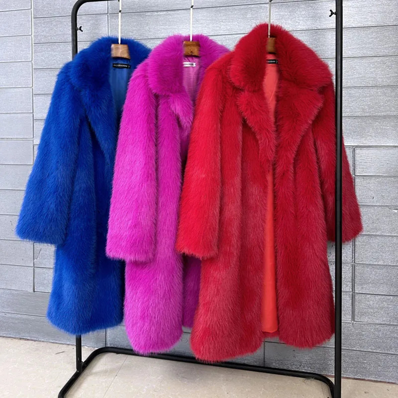 Fur Faux Fur Coat Feminine Elegance 2025 Winter Womens Fur Coat Fashion Temperament Lapel Solid Color Women Fur Coat H193 251029