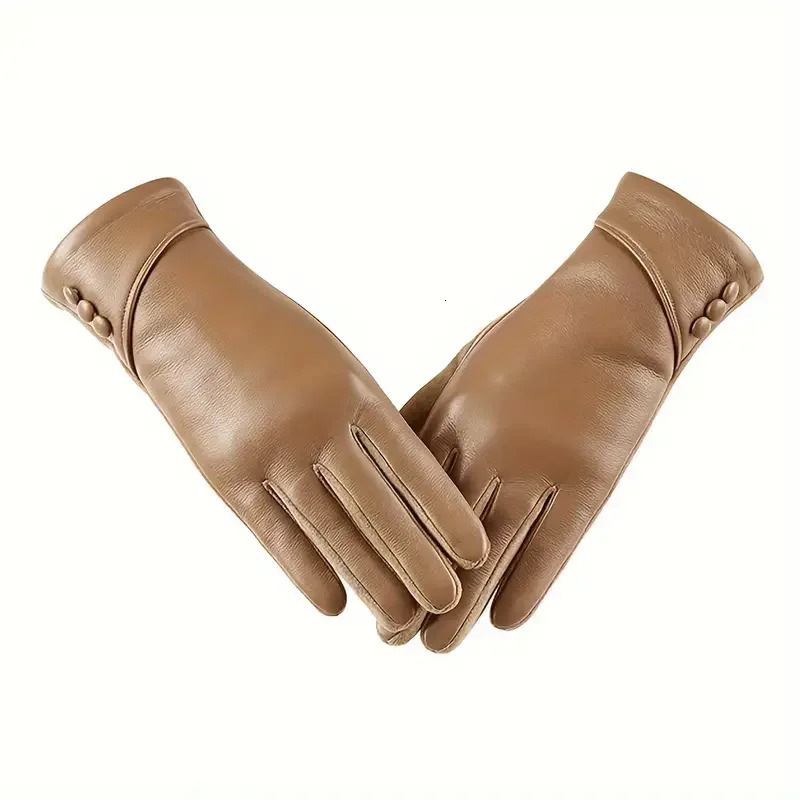 Elegant Genuine Leather Touchscreen Gloves with Soft Fleece Lining Perfect for Stylish Warmth on Casual Weekends 251013