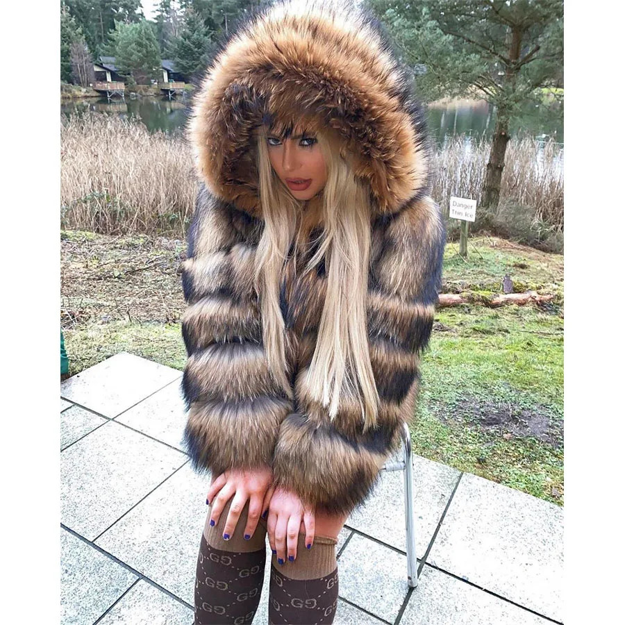 MAOMAOKONG Super Winter Women Thick Real Raccoon Fur Coat Natural Fox Fur Jacket Plus Size Furry Jackets Female Vest 251029