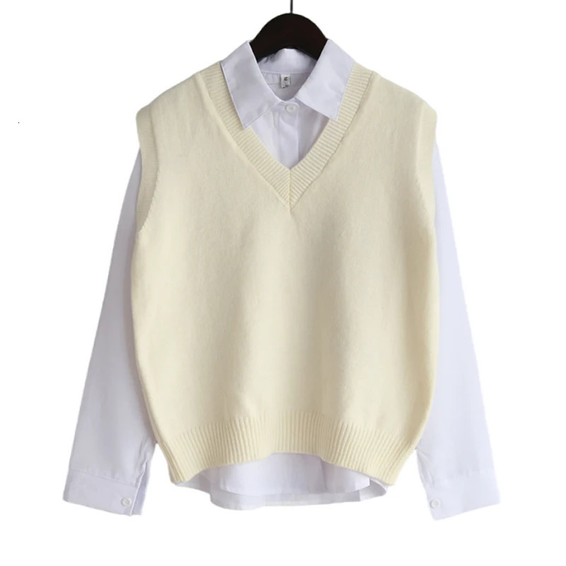 Fall Winter Sweater Vest Women 2025 Korean Fashion V Neck Sleeveless Knitted Pullover Waistcoat Female Loose Spring Jumper 251029