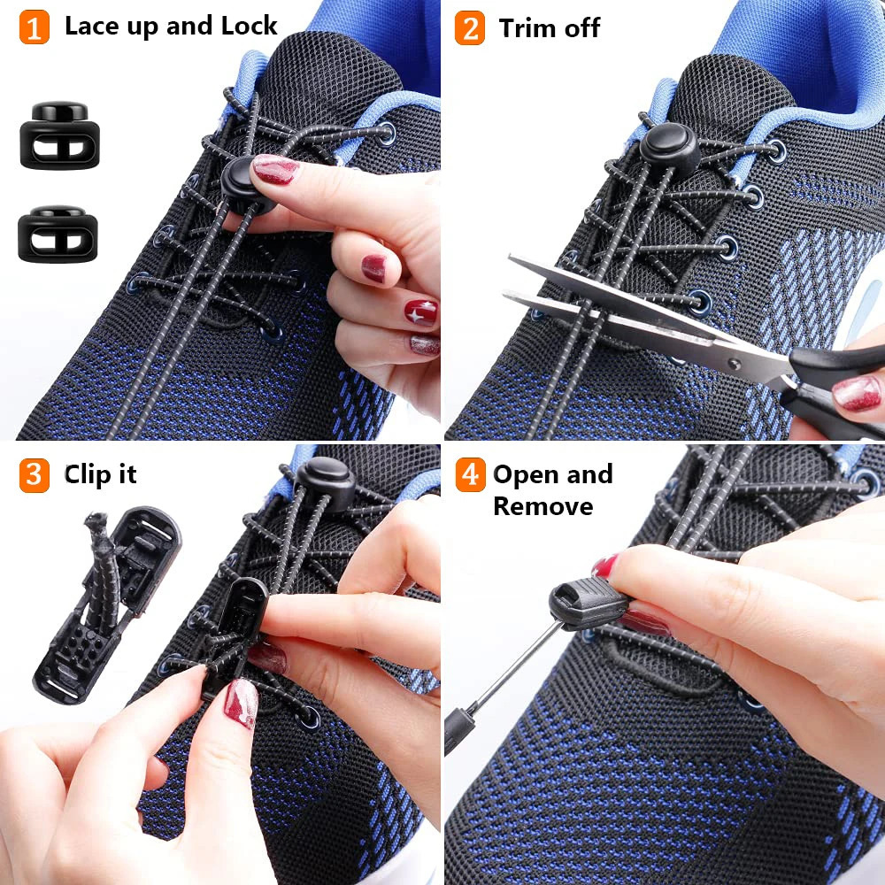 1 Pair of 120CM Elastic Tiefree Sports Shoelaces Strong Lock Rubber Lazy Shoelaces are Suitable for All Kinds of Footwear 251029