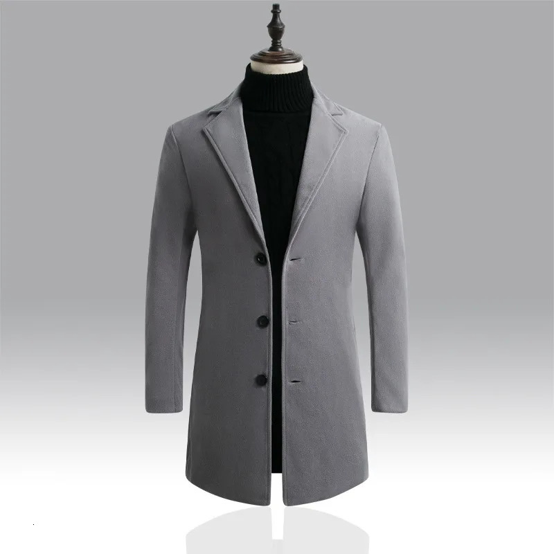 Autumn and Winter Mens Woolen Coat Over Coat Long Winter Mens Wool Coats and Jackets 251029