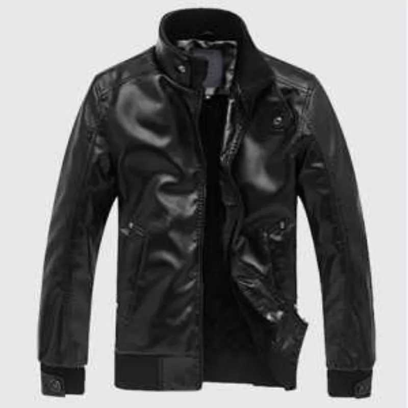 Leather Jacket Mens Slim Korean Style Standing Collar Youth Casual Motorcycle Autumn TrendT251029