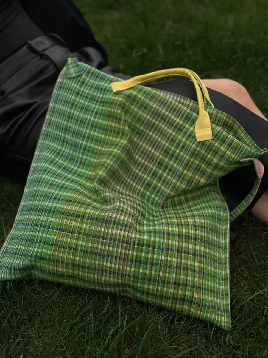 Women Tote Bag Vintage Plaid Striped Canvas HighCapacity Shoulder Bag Handbag Crossbody Office Lady Simple 251029