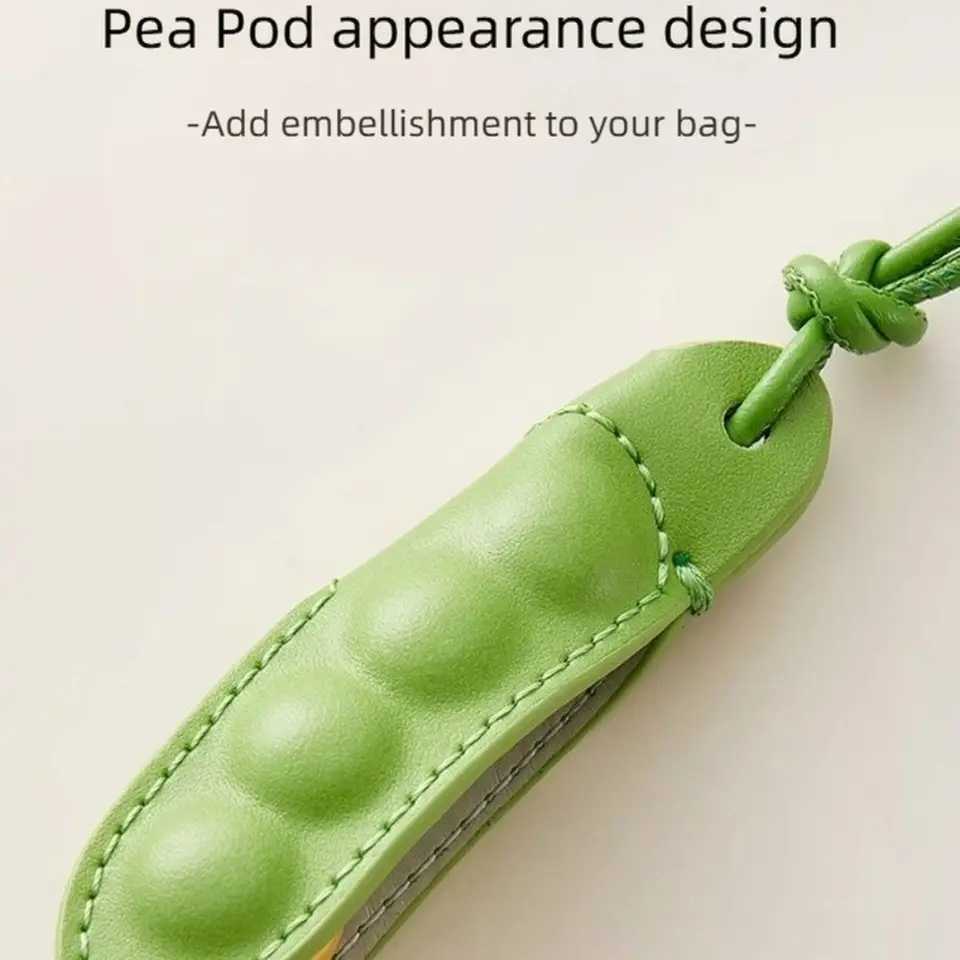 Fashion HighEnd Pea Pendant Handmade Green Pea Keychain Leather Allmatch Style Pea Bag Charm Trendy AccessoryW251029