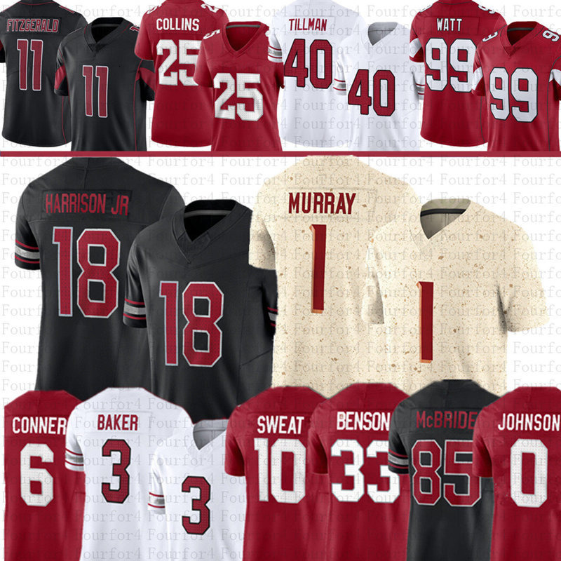 Marvin Harrison Jr Kyler Murray Football Jersey Trey McBride Budda Baker JJ Watt James Conner Trey Benson Larry Fitzgerald Will Johnson Josh Sweat Wal