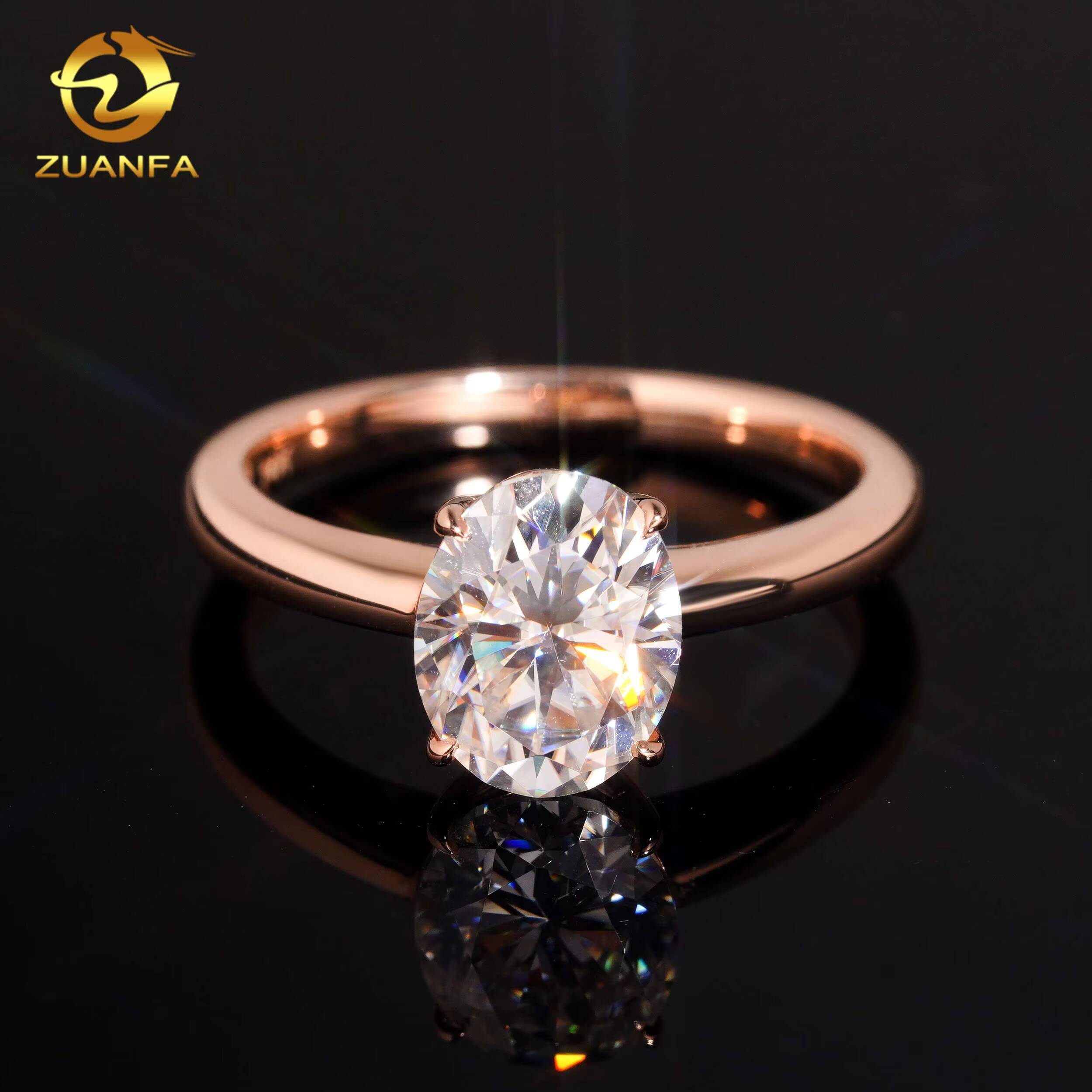 Custom Pass Diamond Test 2carat Oval Cut Moissanite Real Gold 10K 14K 18K RoseYellowWhite Gold Wedding Engagement Ring