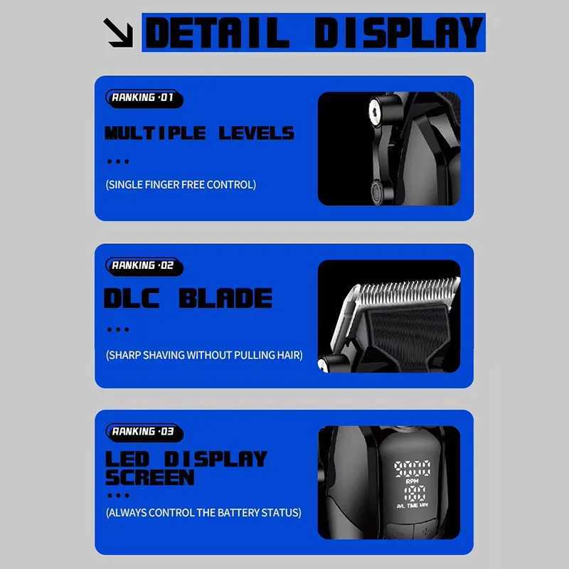 Kemei KM1858 10W Barber Professional Electric Hair Clipper DLC Blade Trimmer Cordless USB Charging Rechargeable Hair Clippers M251029