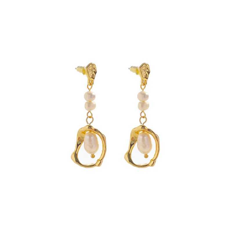 kshmir Natural pearl earrings female temperament light luxury long studs silver needle retro ear accessories W251029