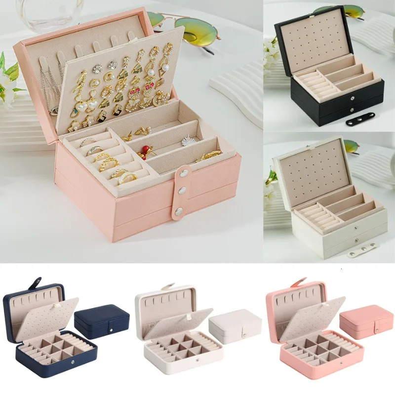 Fashion PU Leather Jewellery Storage Boxes Portable Travel Jewelry Box Necklace Earrings Ring Organizer Display Case 251013