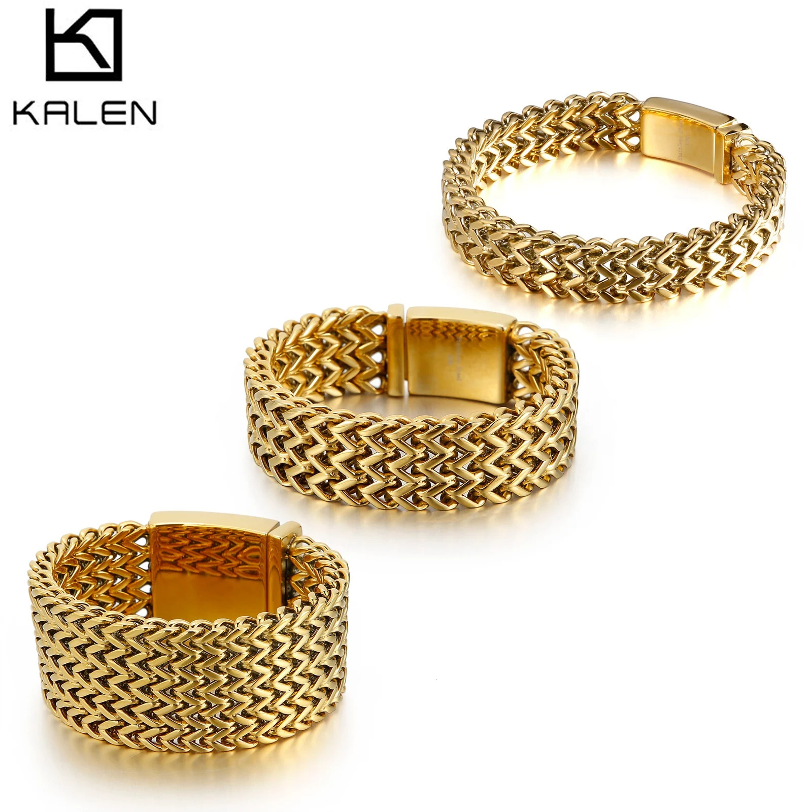 121830mm SML Polished Mesh Tennis Chain Bracelet Silver18K Gold Plated Color Stainless Steel 316L KB56410D 251028