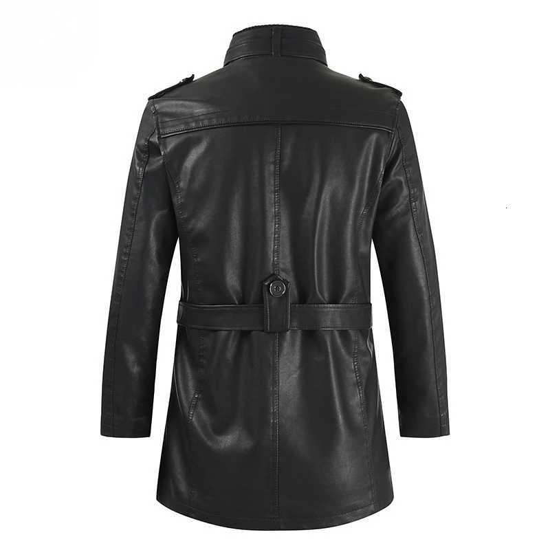 Men Winter Long Thick Fleece PU Leather Jacket Mens Streetwear Casual Business Clothing Pocket Leather Jackets Coat Outwear MenT251029