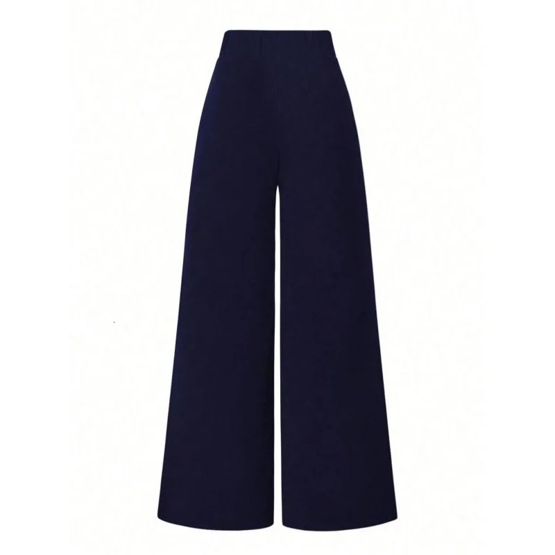 Plus Size 1XL5XL Womens Wide Leg Suit Pants High Waist Casual Comfy Pockets Trousers 251029