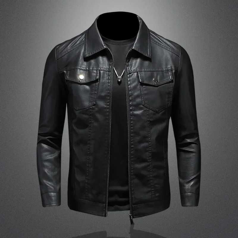 Pop Mens Leather New Spring And Autumn Korean Version Slimfit Trend Motorcycle Jacket Mens Leather JacketT251029