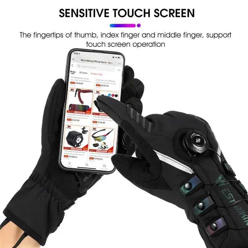 WEST BIKING Twist Locking Cycling Gloves Winter Thermal Water Repellent Touch Screen Gloves MTB Road Bike Warm Sport Gear J251029