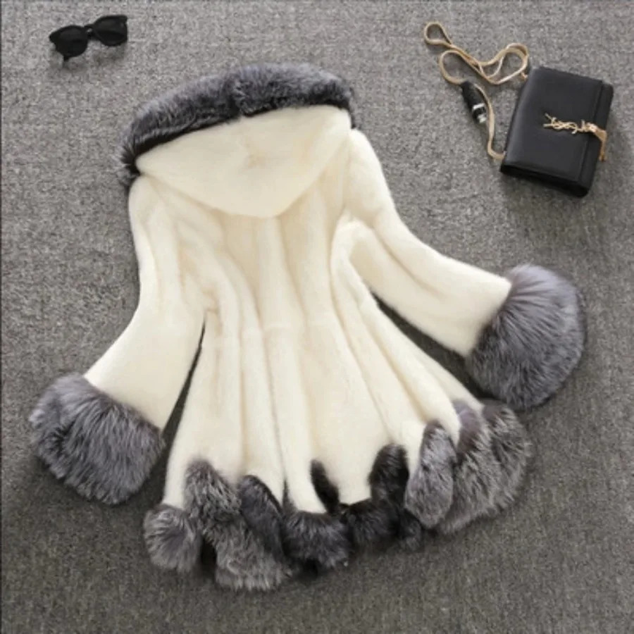 Hooded Loose Faux Fur Jacket Women Thick Autumn Winter Korean Maxi Coat Long Warm Fur Parkas Bontjas Furry Outerwear 251029