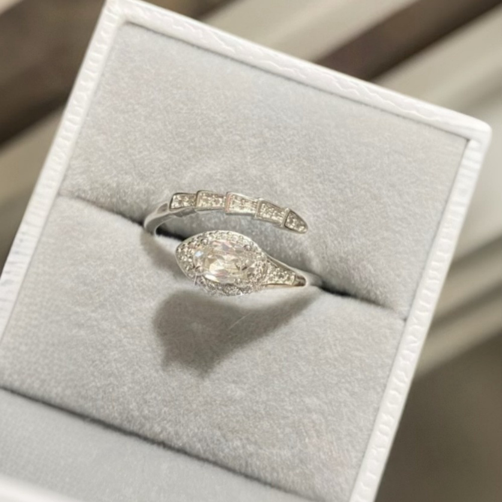 Designer ring diamond ring Geometric Zircon Retro Serpentine Full Diamond Ring Simple Opening Adjustable Ring Valentine's Day gift free shipping