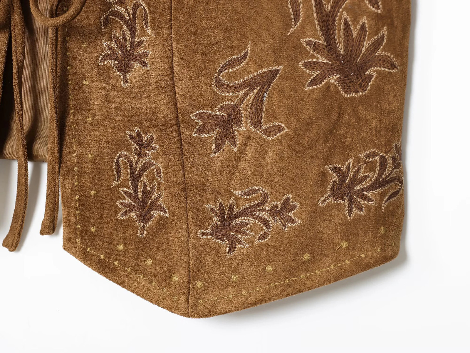 ZERAINS Autumn womens clothing European and American style bead embroidery suede texture effect vest 251029