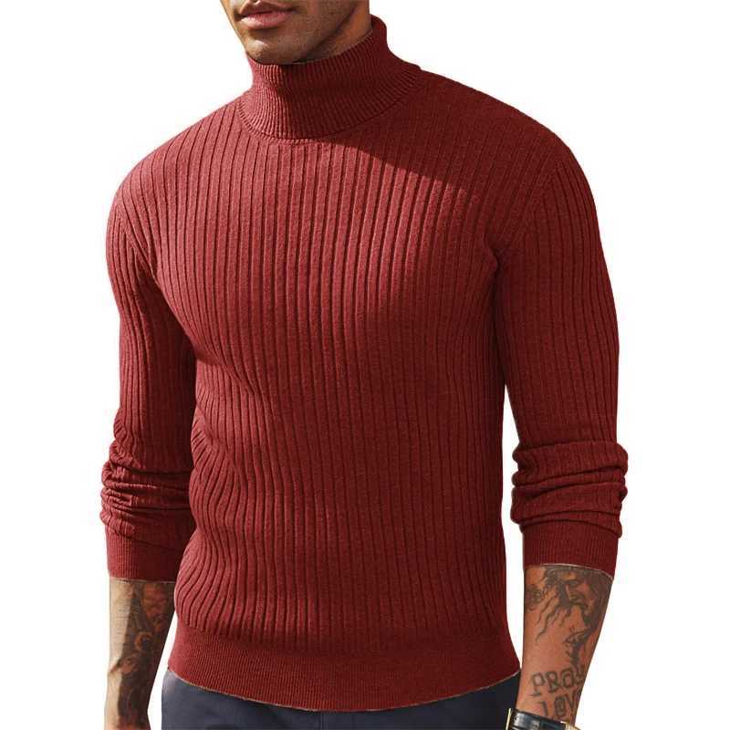 Autumn Mens Slim Fit Long Sleeve Turtleneck Sweater Casual Knitted Pullover Sweaters Outdoor Winter Warm Thick Heavyweight Top J251029