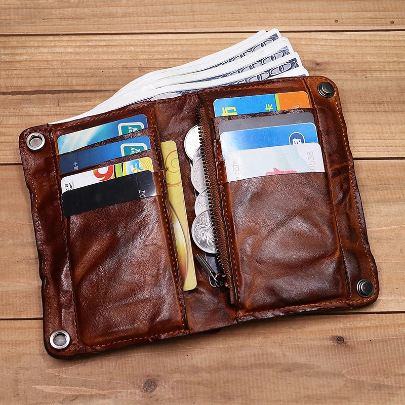 100 Genuine Leather Wallet For Men Vintage Wrinkled Short Bifold Man Purse Credit Card Holder With Zipper Coin Pocket Money Bag 251029