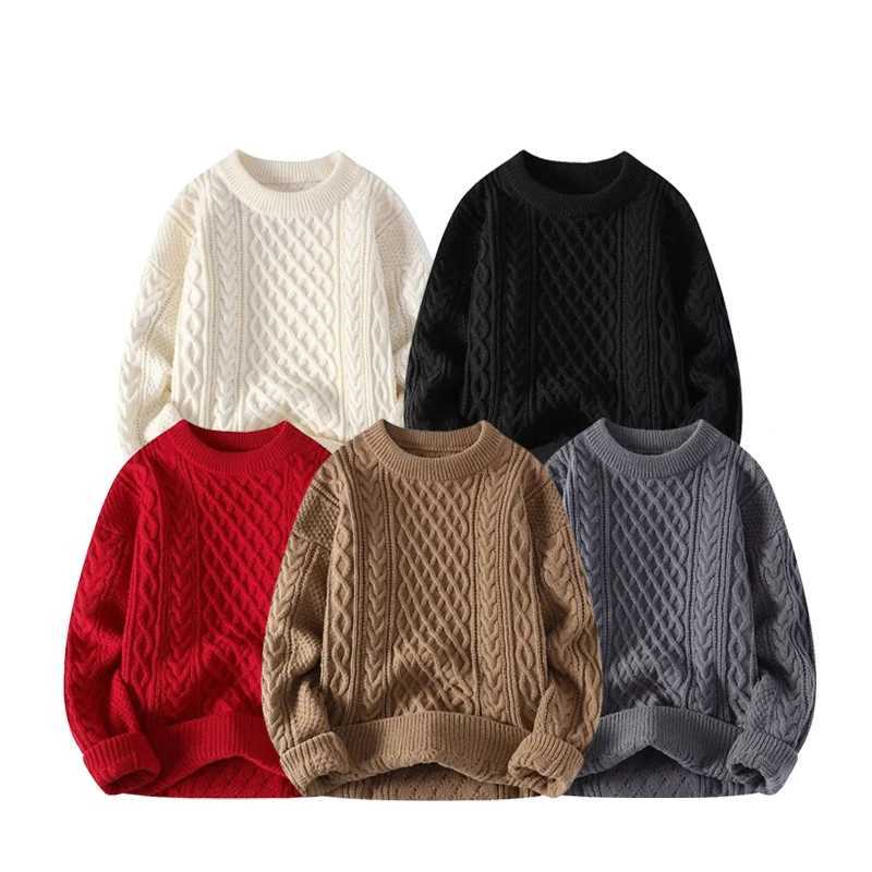 Autumn Winter Men Sweater Vintage O Neck Solid Color Mens Knitted Pullovers Loose Harajuku Mens Retro Knitting Pullover Sweaters J2510291