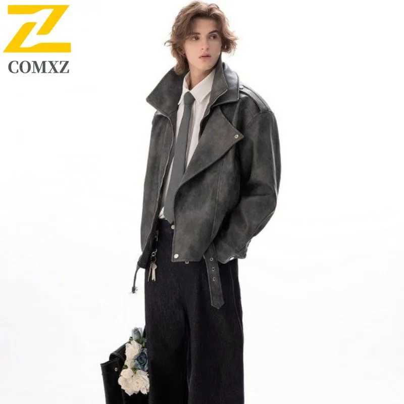 COMXZ Autumn Winter Motorcycle Jacket Cross Border Two Way Flight Jacket Trade Men Spring Autumn Leather JacketT251029