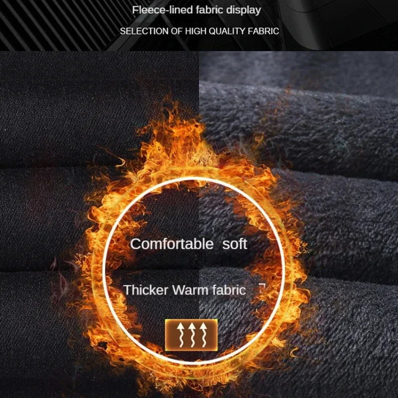 Wthinlee Brushed Jeans Winter Jeans Men Slim Fit Stretch Thick Velvet Pants Warm Jeans Casual Fleece Trousers Male 251029