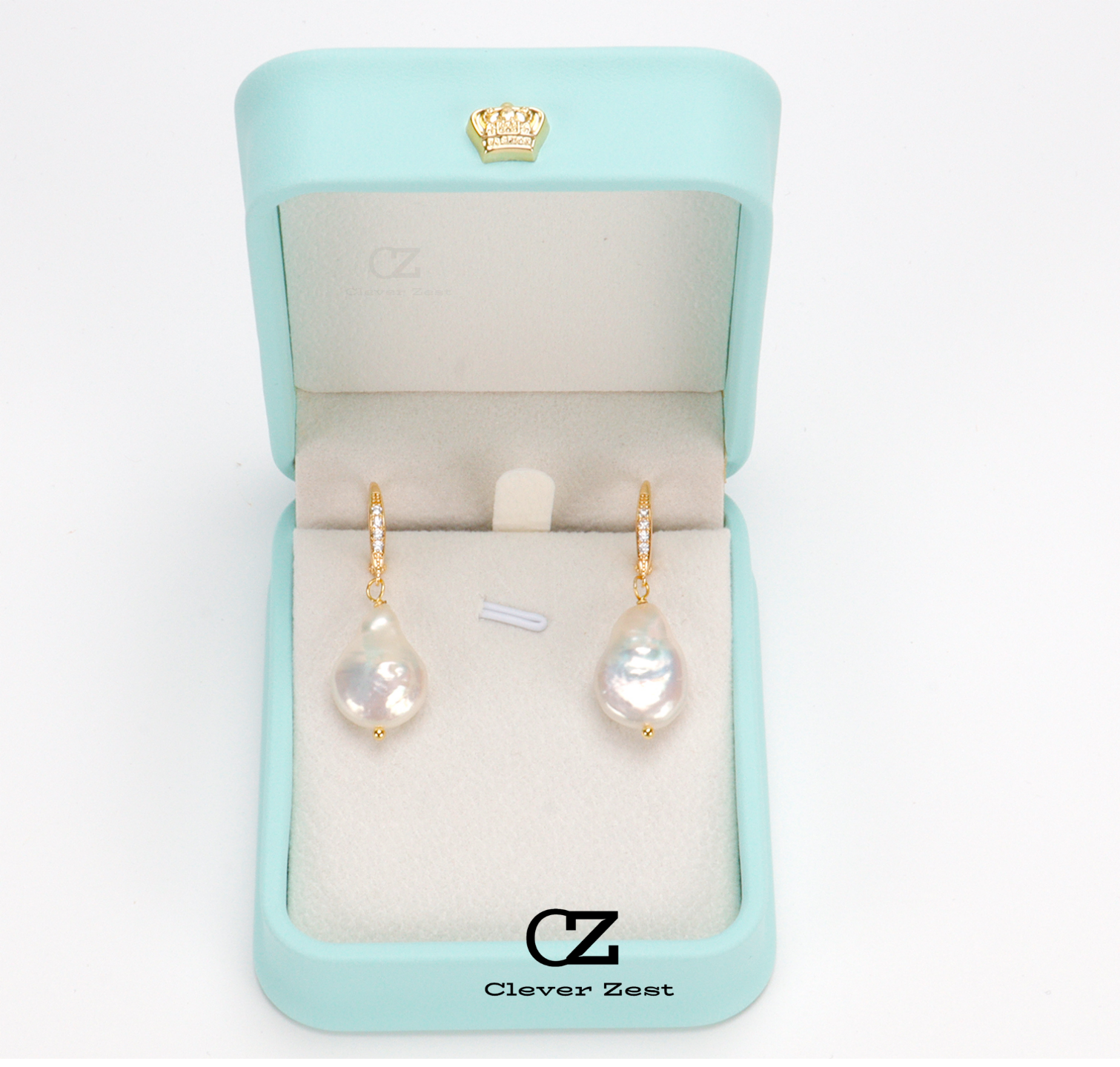 Natural White Baroque Pearl Stud Earrings 14K Gold-Filled Fashion Versatile and Trendy Anniversary Gift