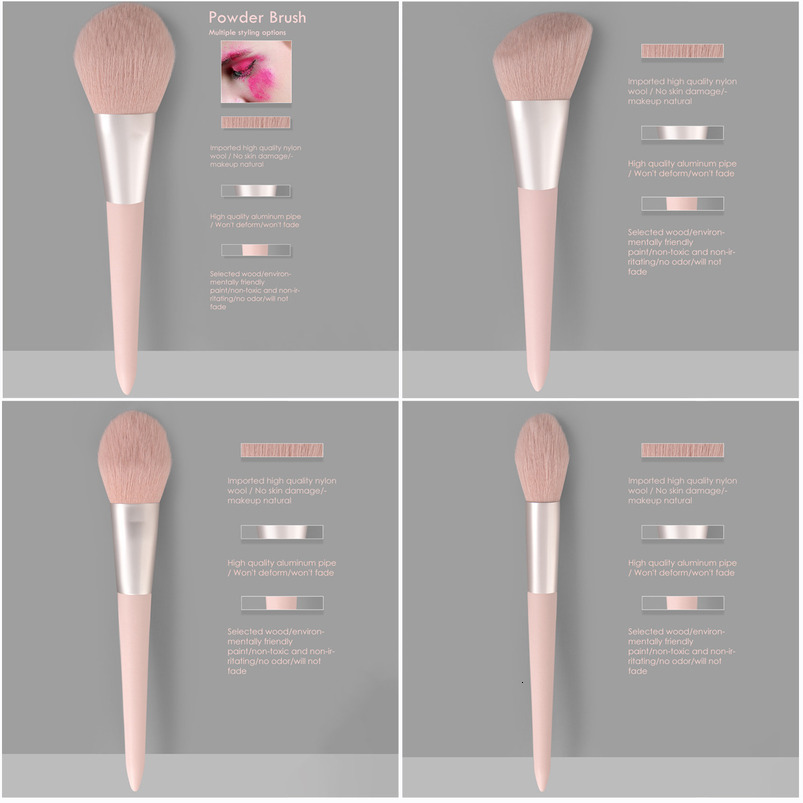 Hot-selling high-quality single pink loose powder brush Also suitable for blush brush and contour brush Premium quality in trendy colors