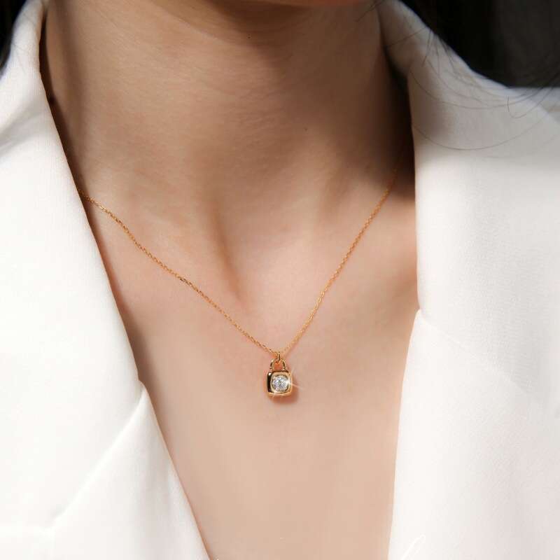 Necklace 925 Silver Plated with 16K Gold Zircon inlay Bubble Lock for Women Niche Design Unique Trendy Versatile Collarbone