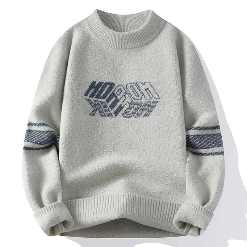 2025 New Casual Mens Knitted Sweater Fashion Pattern AutumnWinter Round Neck Warm Tops High Street Style Sweater J251029