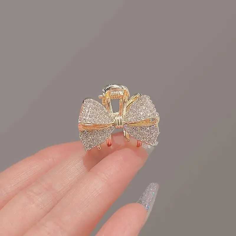 Highend Full Rhinestone Bow Small Hair Claw Princess Head Top Clip Temperament Mini Clip Womens Korean Style Hair AccessoriesW251028
