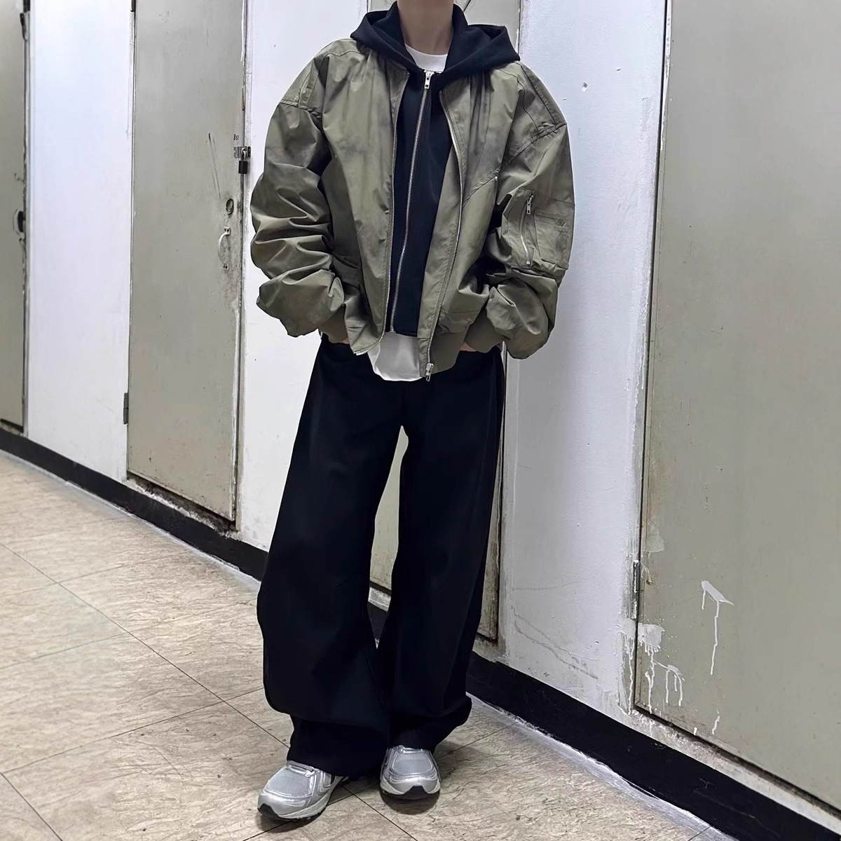 Spring And Autumn New American Style Designer Jacket Fake Two-piece Tie-dye Hooded Jacket For Men And Women Loose Casual Bomber Jacket Trendy