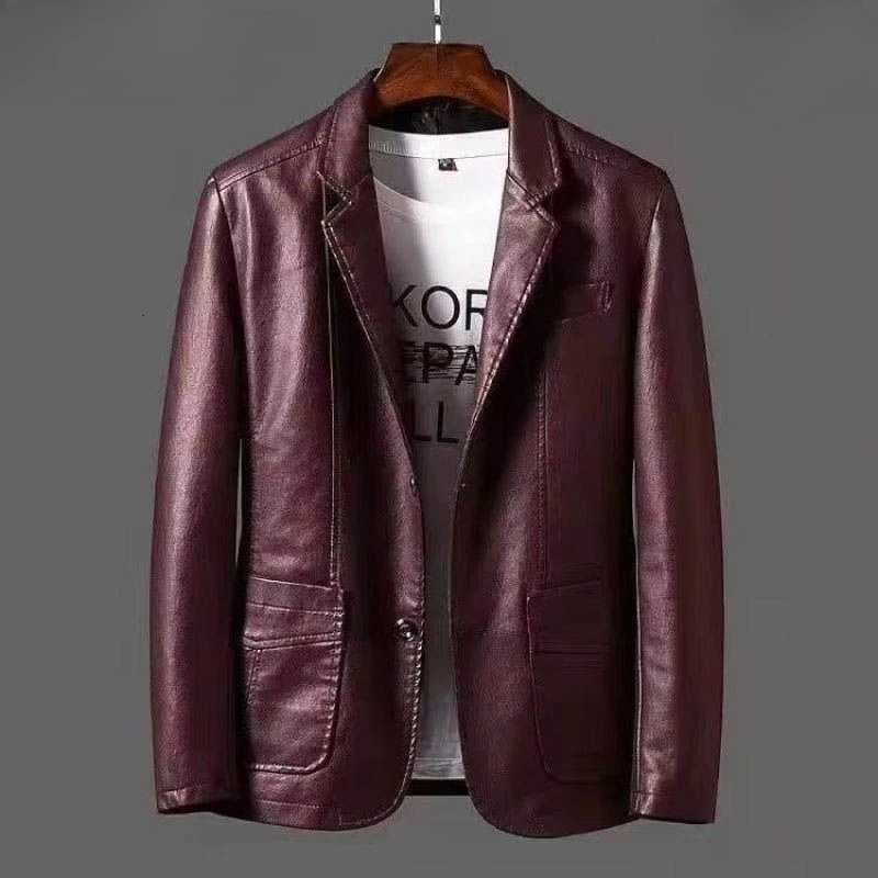 Haining Mens Genuine Leather Jackets Autumn Winter New Middleaged Business Casual Suit Jackets Collar Fleece Thickened LeatherT251029