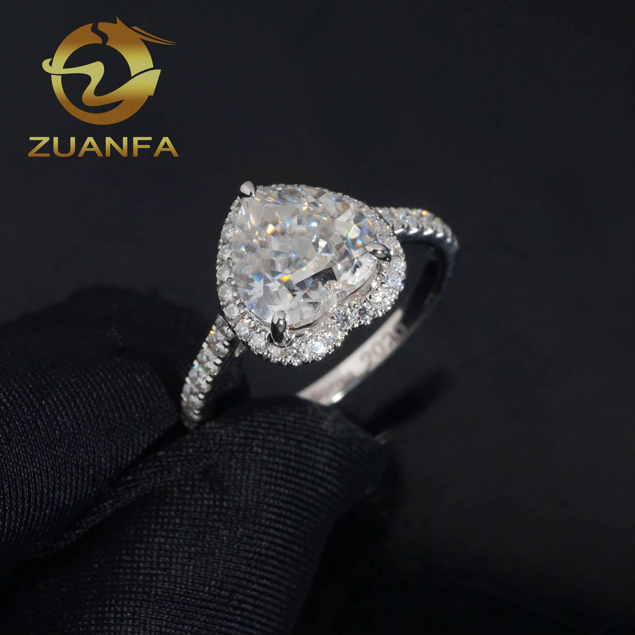 Solid 14K White Gold Moissanite Engagement Ring Heart Cut Iced Out Wedding Rings Hip Hop Ring Pass Diamond Tester