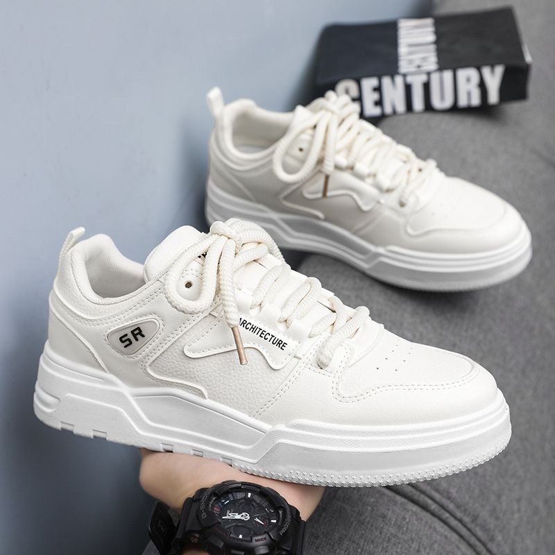 Free Shipping 2025 New Casual Sneakers Men design Thick Sole Pu Leather Skateboard Shoes with box