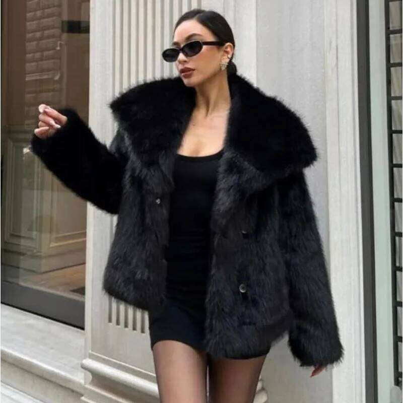 MUJER Coat Plush Fluffy Women's Jacket 2025 Woman Autumn Winter New In Outerwears White Red Gray Black Blends Coats