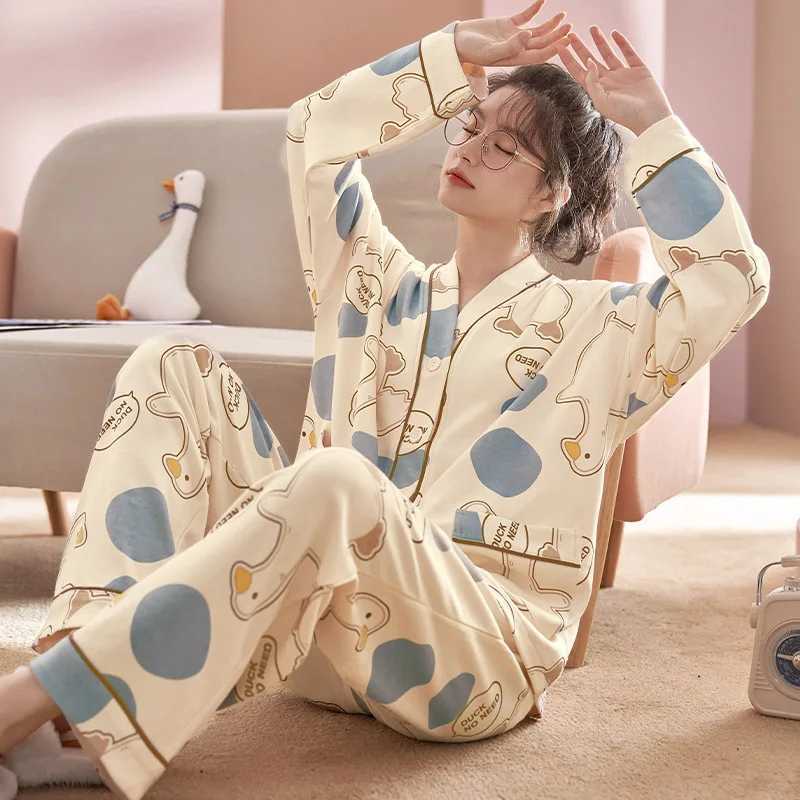 Autumn Korean Version of The Explosion of Models Pajamas Female Longsleeved Thin Section Ins Wind Casual Home Wear Suit LadiesT251029