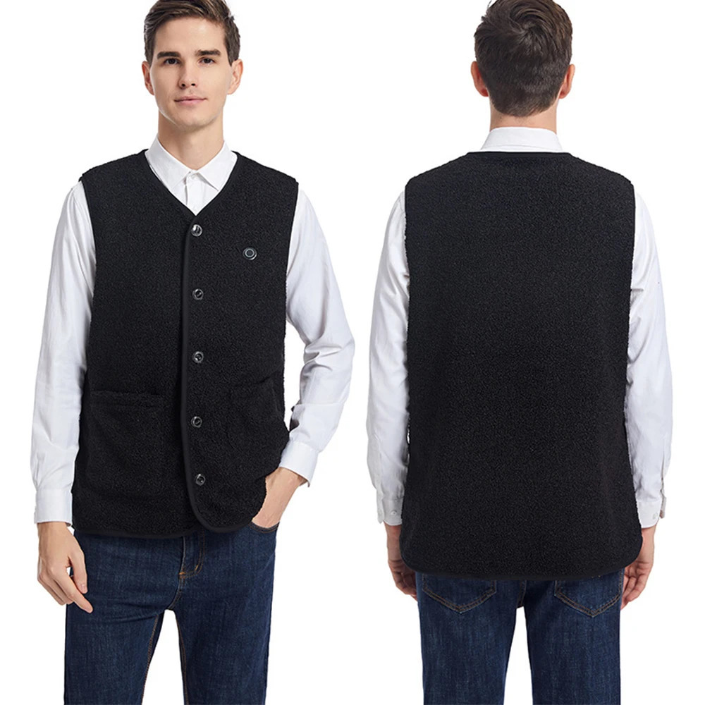 16 Areas Heated Vest Women Electric Heated Jackets Teddy Velvet Vneck USB Electric Temperature Control Winter Thermal Warm Vest 251029
