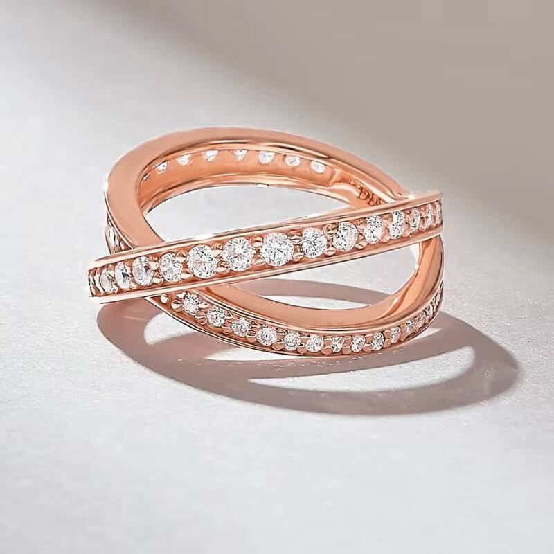 Classic Jewelry Moissanite Eternity Ring 10k 14k 18k Crossover Wedding Women Moissanite Ring
