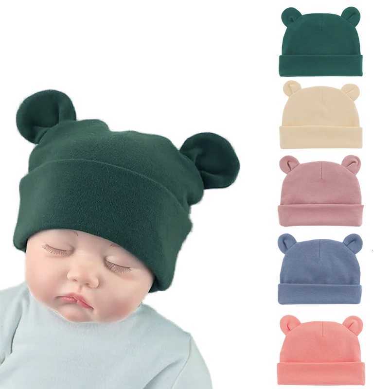 06M Newborn Baby Beanie Cute Baby Hat with Ears Cotton Stretch Boys Girls Warm Hat Baby Gift Bonnet Cap Hair Accessories251028