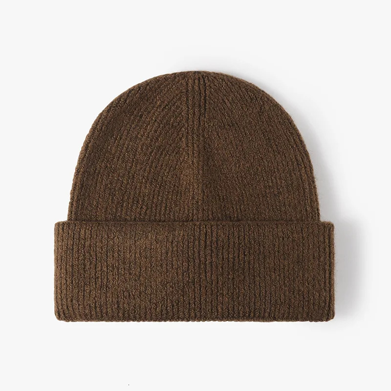 Unisex Big Head Wool Hat Autumn Winter Warm Knitted Cap with Ear Protection Fashion Monochrome Double FlangedCold Weather 251013
