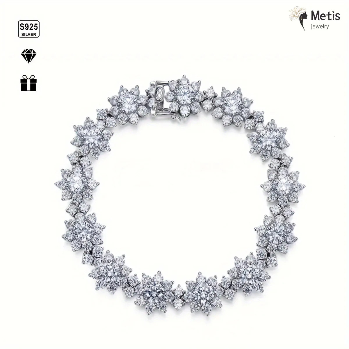 Metis D Color VVS1 Bracelet For Women 925 Sterling Silver Diamond Sunflower Bangle Wedding Bridal Hand Jewelry 251028