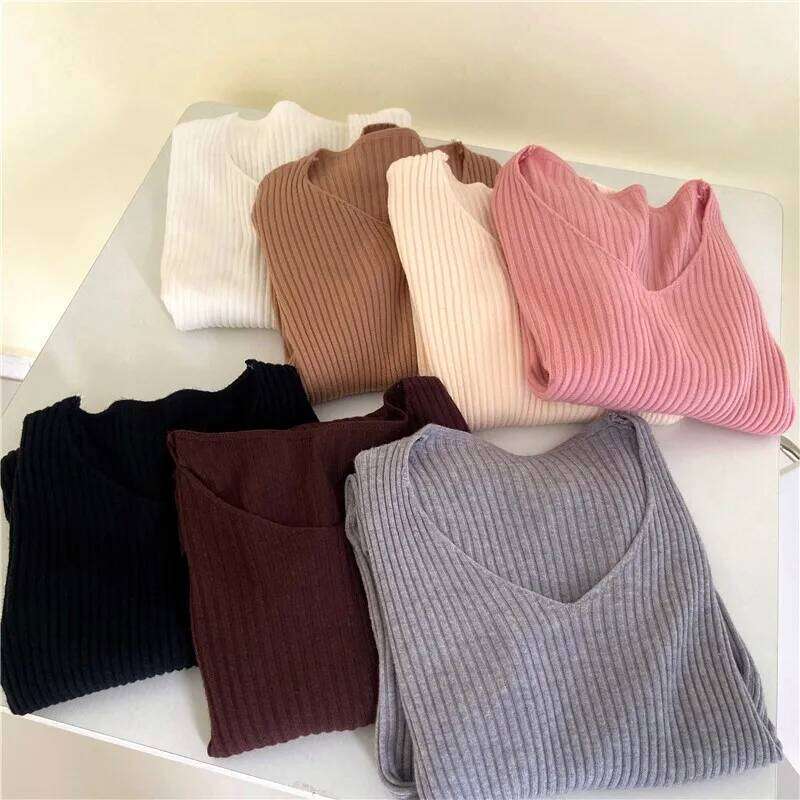 Casual Long Sleeve Knitted Pullover 2025 Autumn Winter Women Sweaters Femme Basic Solid Jersey Tops Fashion Clothes Women Sweater Designer Sweater Wom