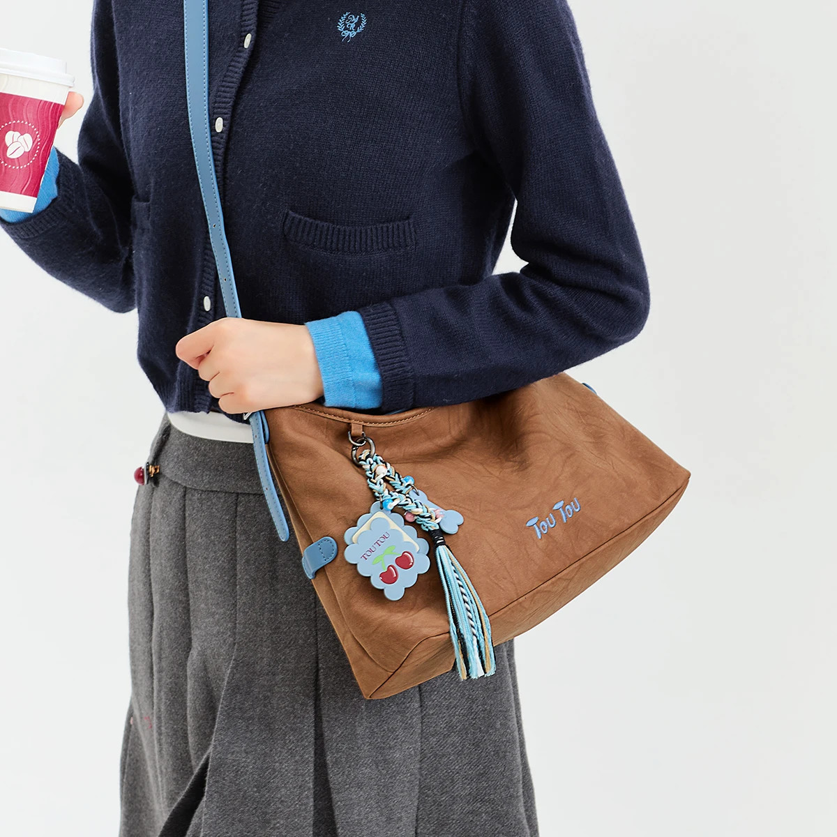 TOUTOU Tote Bag Pendant Original Women Suede Large Underarm Adjustable Crossbody Bag Christmas Teachers Day Gift 251029