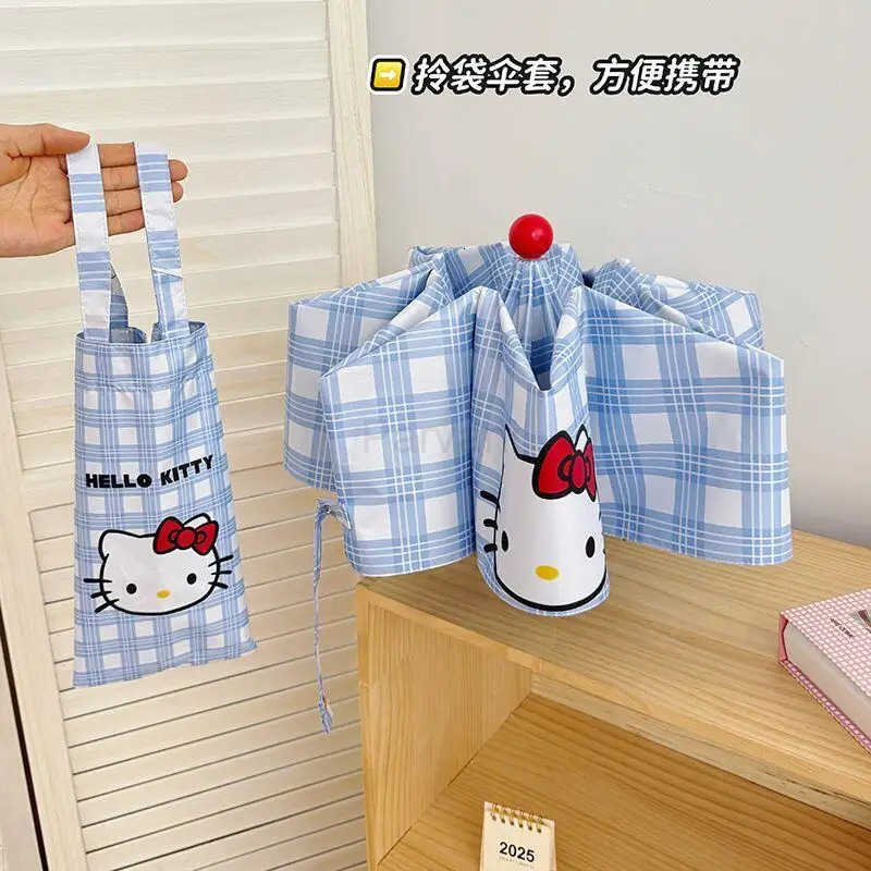 Sanrio Hot Sanrio Hello Kitty The Blue Series Sun Umbrella Kawaii Anime Vinyl Uv Protection Cartoon Sunshine and Rain Dual Use Umbrella L251029
