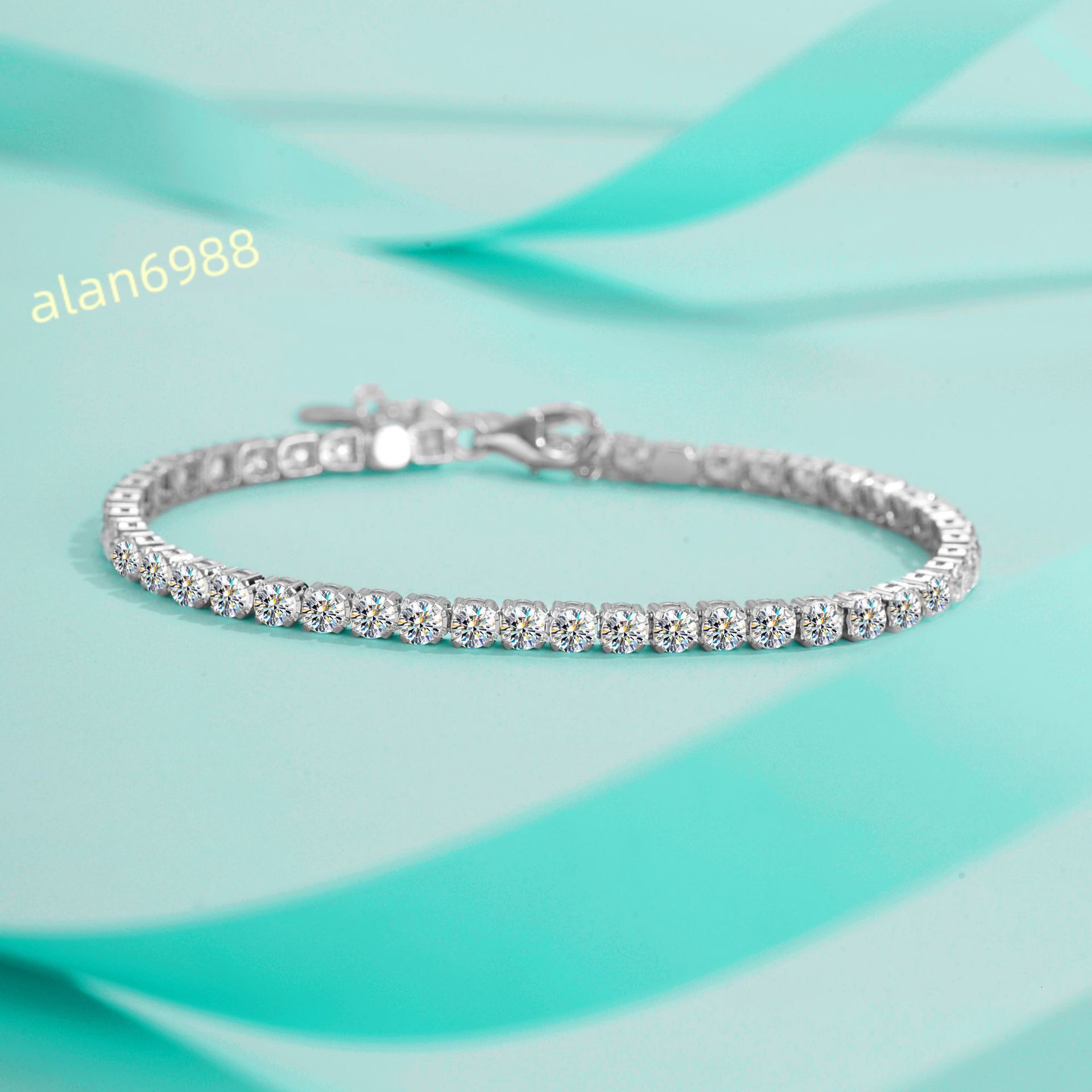 925 Sterling Silver SingleRow GRA Moissanite Diamond Tennis Bracelet Fashion Fine Womens Jewelry Elegant Bangles